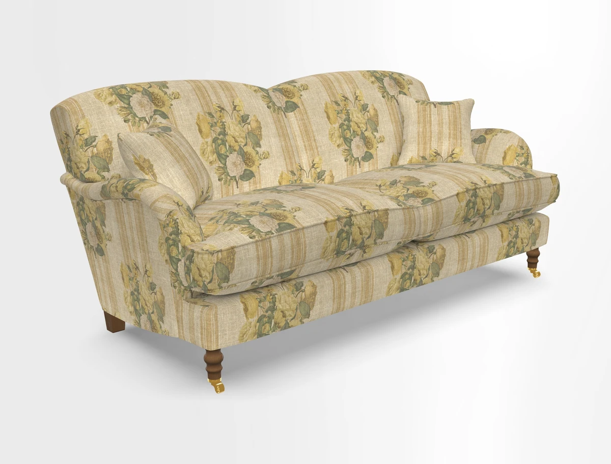 Kentwell 3 Seater 2 Hump Sofa in RHS Botanicals Henry Moon Lions Tail Teal