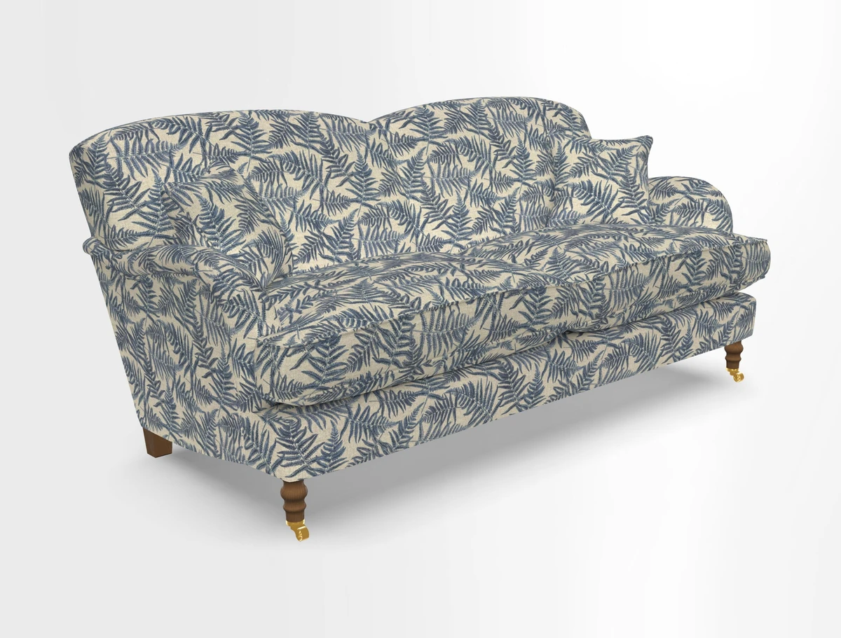Kentwell 3 Seater 2 Hump Sofa in RHS Botanicals Henry Moon Lions Tail Teal