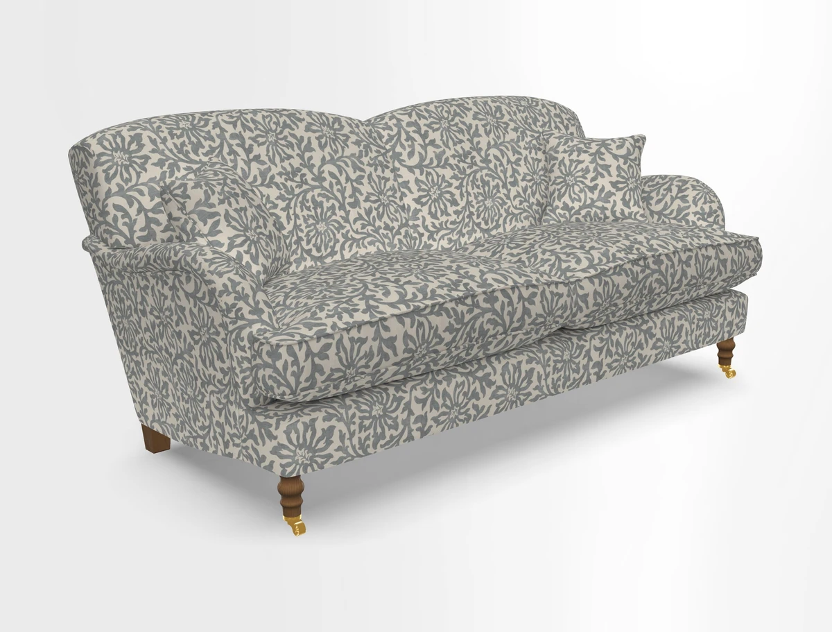 Kentwell 3 Seater 2 Hump Sofa in RHS Botanicals Henry Moon Lions Tail Teal