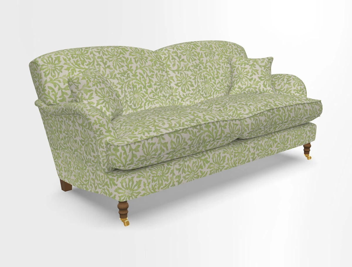 Kentwell 3 Seater 2 Hump Sofa in RHS Botanicals Henry Moon Lions Tail Teal