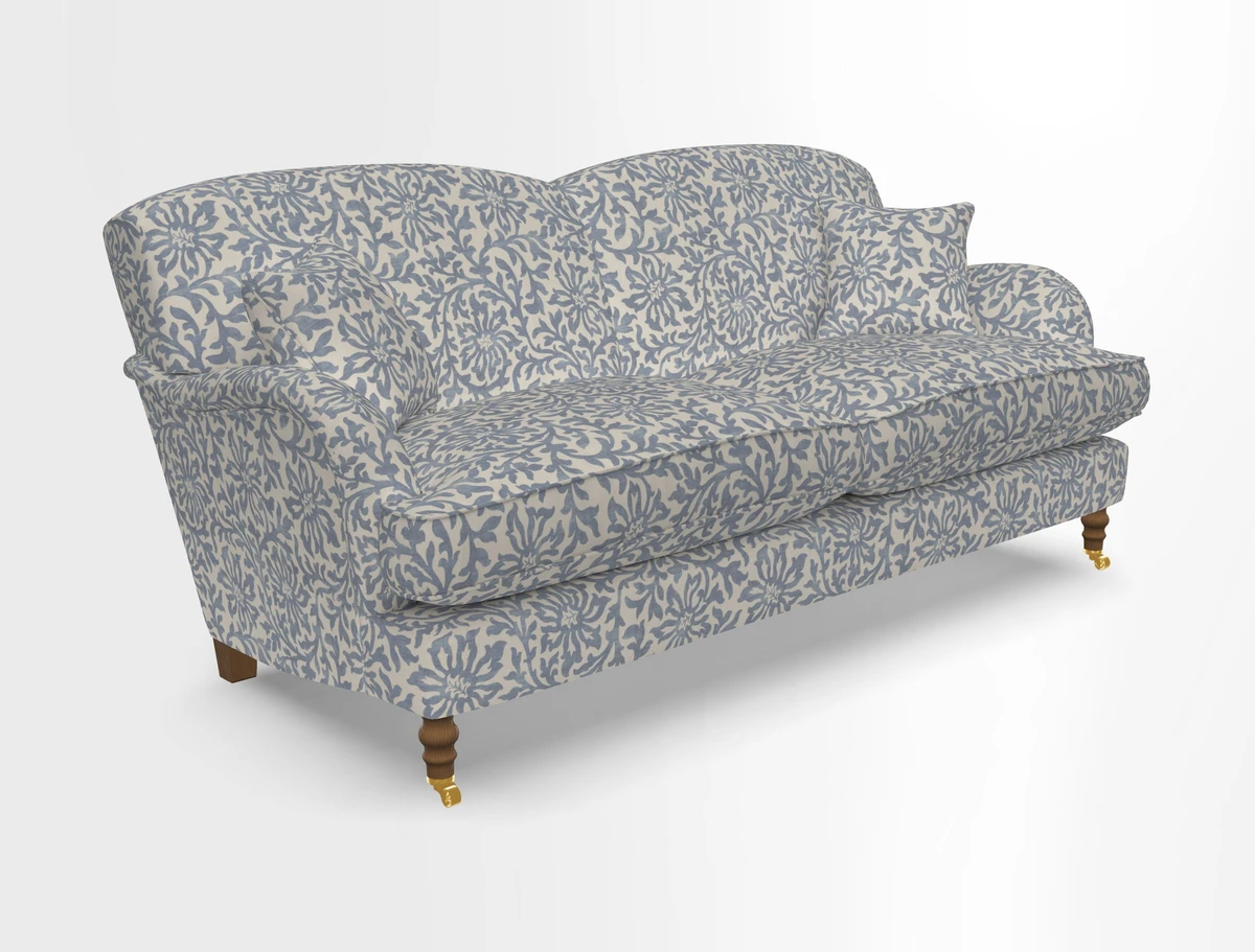 Kentwell 3 Seater 2 Hump Sofa in RHS Botanicals Henry Moon Lions Tail Teal