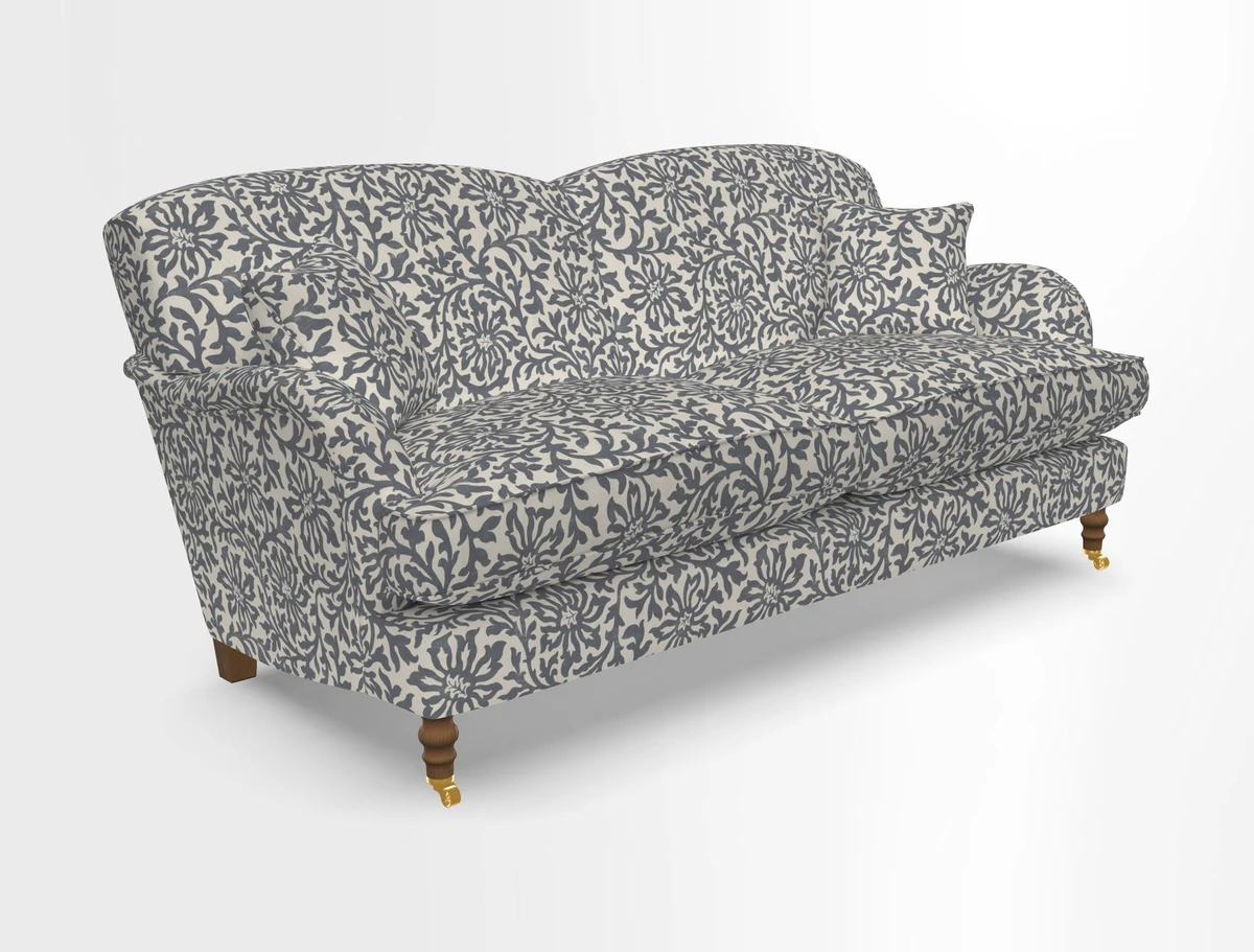 Kentwell 3 Seater 2 Hump Sofa in RHS Botanicals Henry Moon Lions Tail Teal