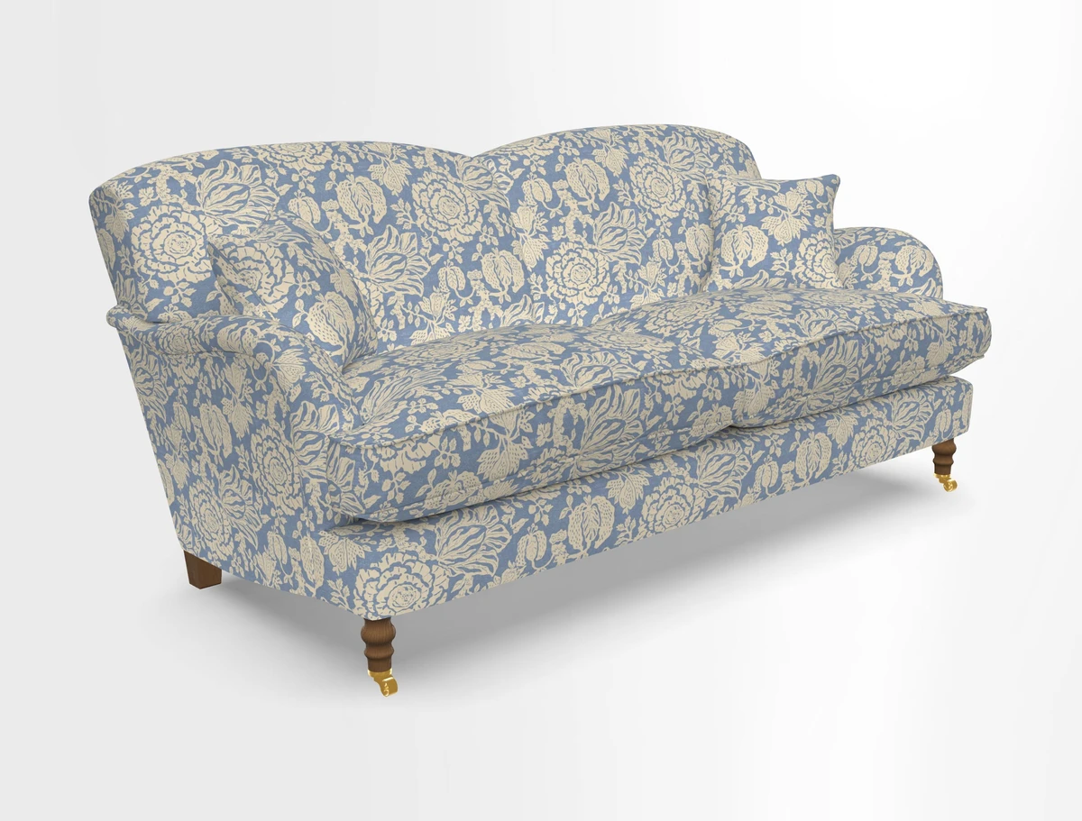 Kentwell 3 Seater 2 Hump Sofa in RHS Botanicals Henry Moon Lions Tail Teal
