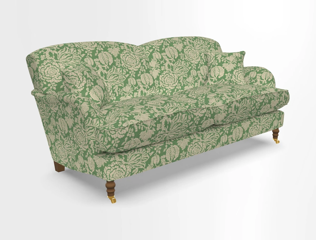 Kentwell 3 Seater 2 Hump Sofa in RHS Botanicals Henry Moon Lions Tail Teal