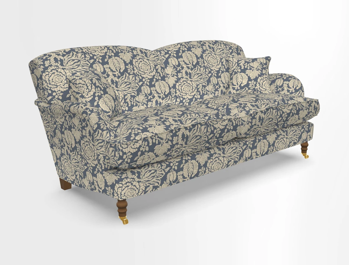 Kentwell 3 Seater 2 Hump Sofa in RHS Botanicals Henry Moon Lions Tail Teal