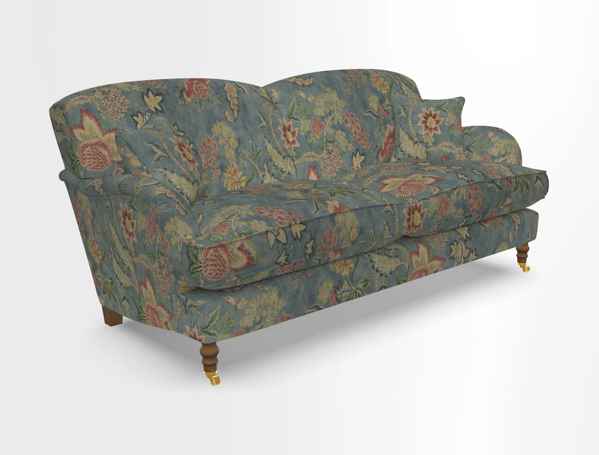 Kentwell 3 Seater 2 Hump Sofa in RHS Botanicals Henry Moon Lions Tail Teal