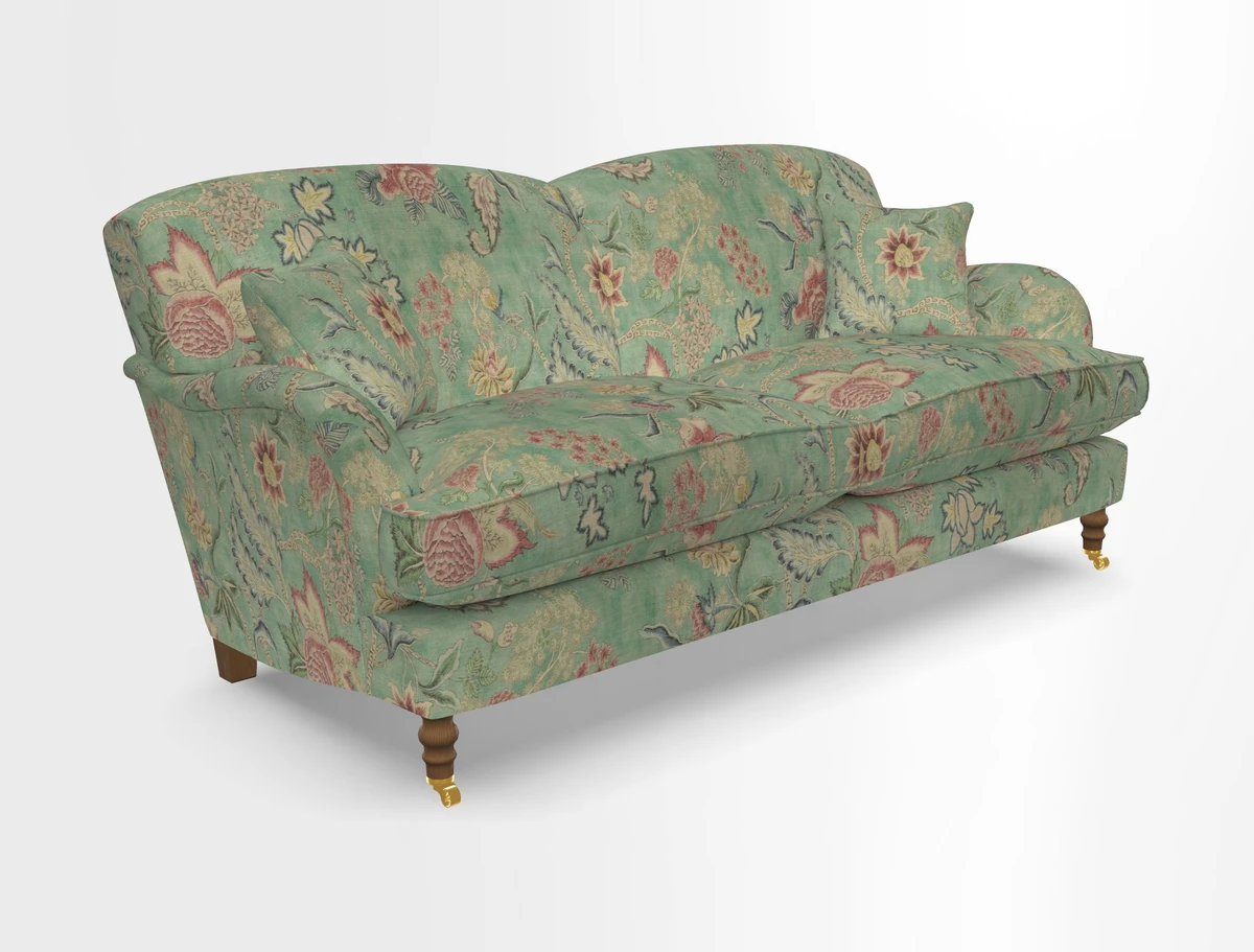 Kentwell 3 Seater 2 Hump Sofa in RHS Botanicals Henry Moon Lions Tail Teal