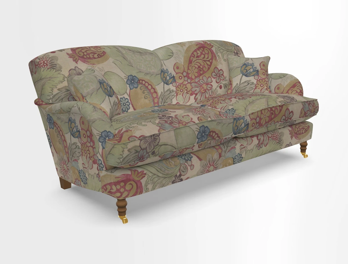 Kentwell 3 Seater 2 Hump Sofa in RHS Botanicals Henry Moon Lions Tail Teal