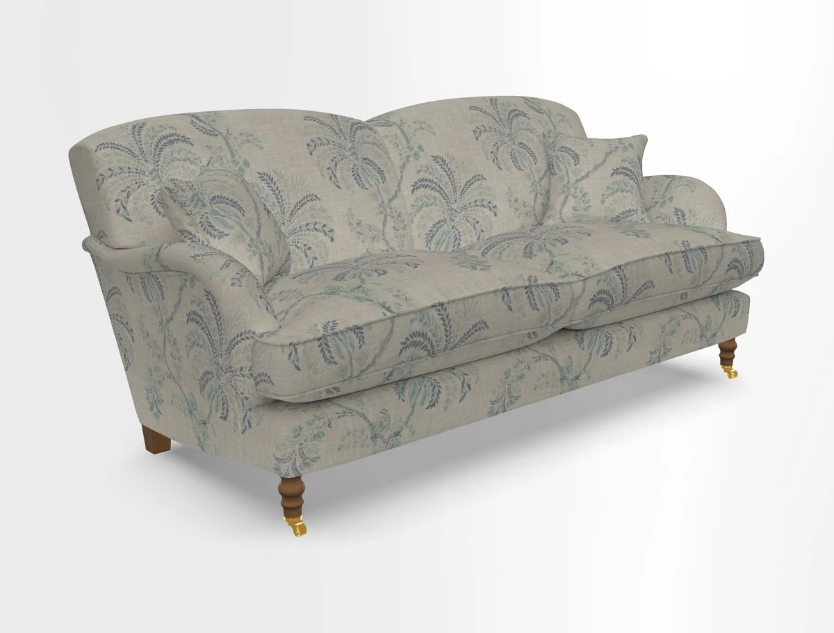 Kentwell 3 Seater 2 Hump Sofa in RHS Botanicals Henry Moon Lions Tail Teal