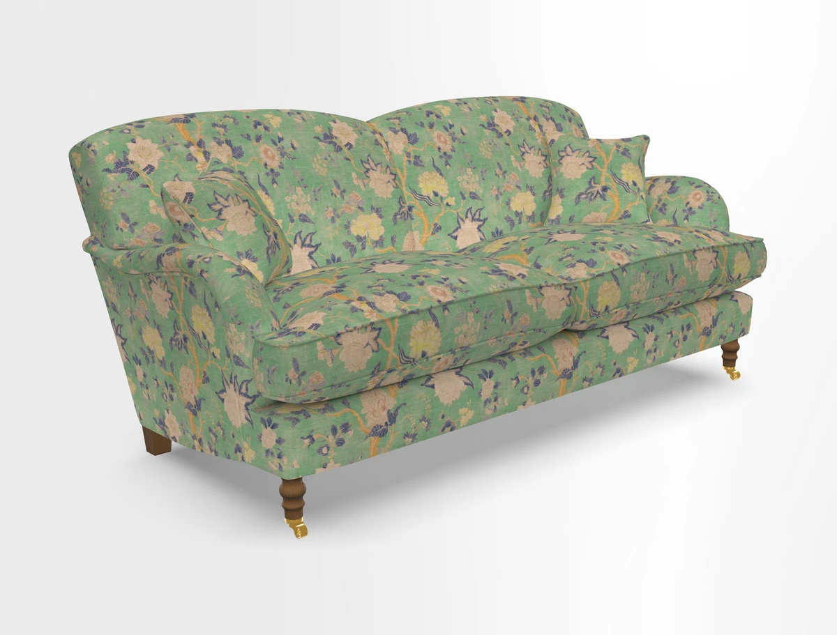 Kentwell 3 Seater 2 Hump Sofa in RHS Botanicals Henry Moon Lions Tail Teal