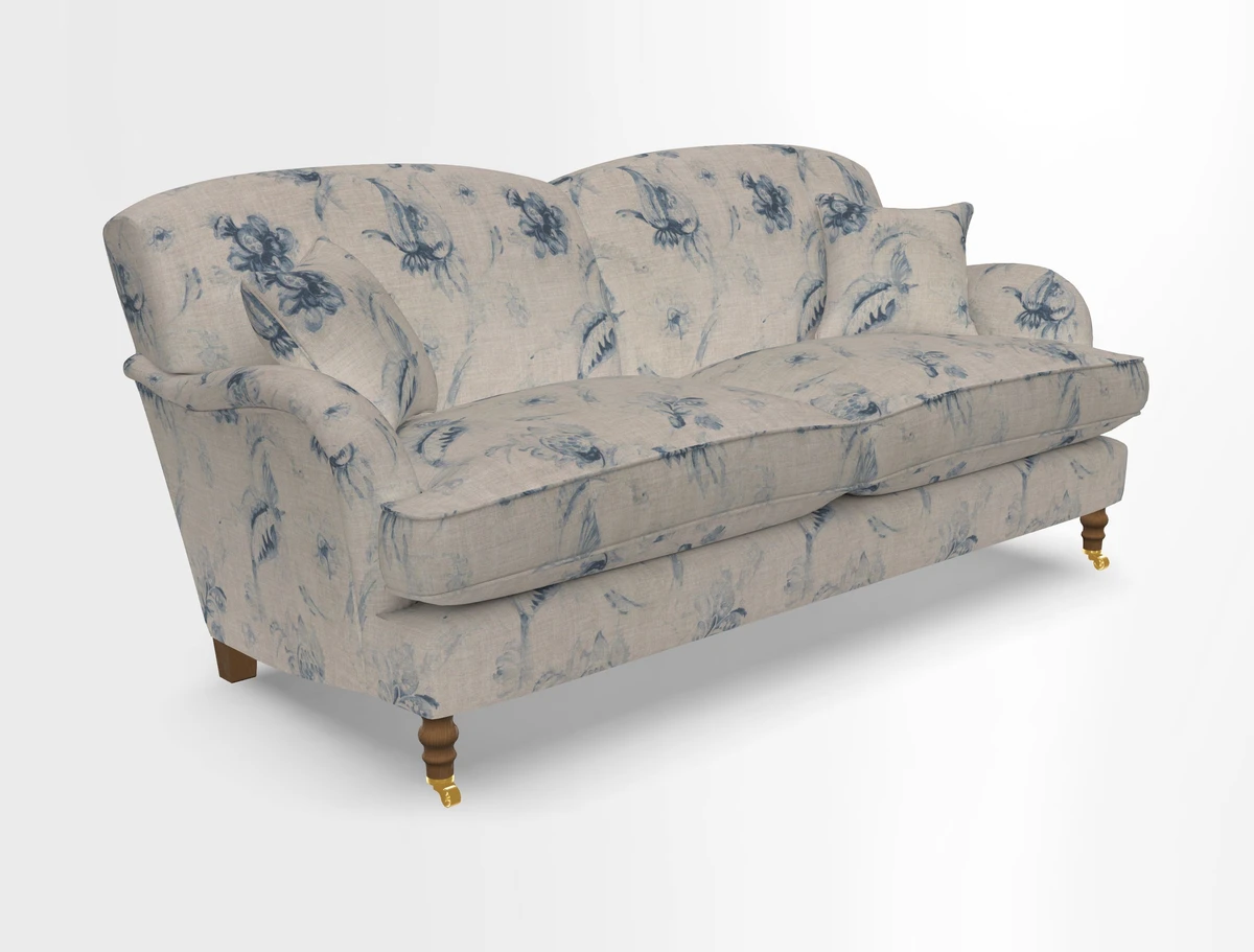 Kentwell 3 Seater 2 Hump Sofa in RHS Botanicals Henry Moon Lions Tail Teal
