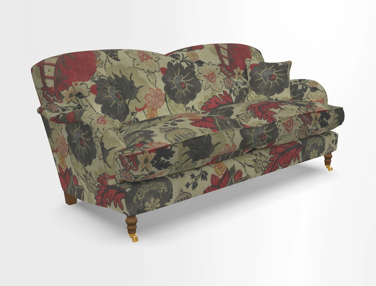 Kentwell 3 Seater 2 Hump Sofa in RHS Botanicals Henry Moon Lions Tail Teal