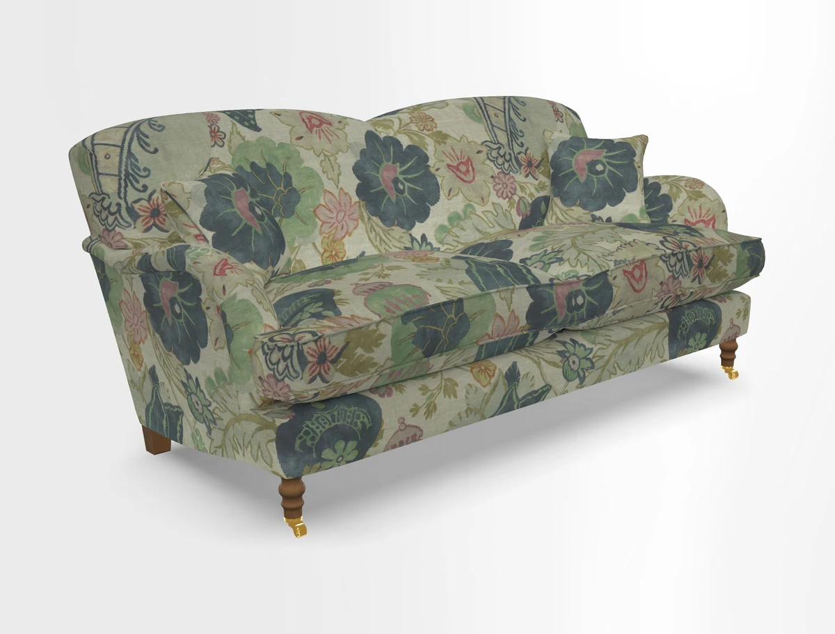 Kentwell 3 Seater 2 Hump Sofa in RHS Botanicals Henry Moon Lions Tail Teal