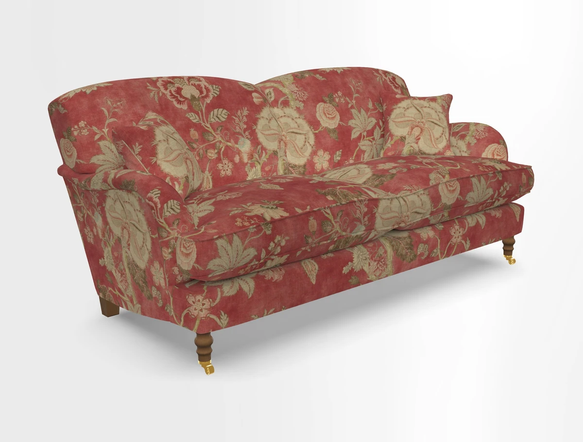 Kentwell 3 Seater 2 Hump Sofa in RHS Botanicals Henry Moon Lions Tail Teal