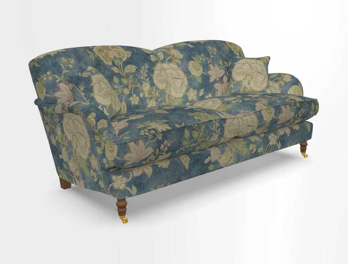 Kentwell 3 Seater 2 Hump Sofa in RHS Botanicals Henry Moon Lions Tail Teal