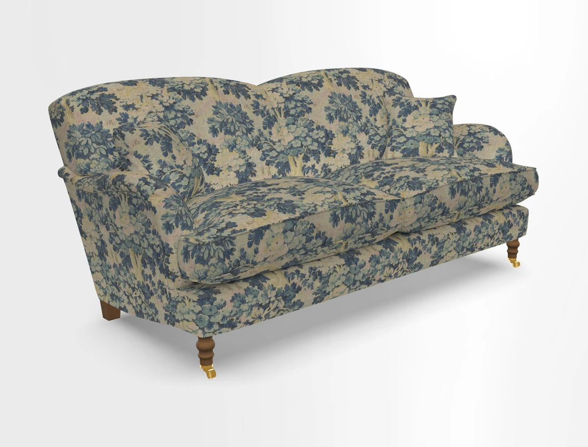 Kentwell 3 Seater 2 Hump Sofa in RHS Botanicals Henry Moon Lions Tail Teal