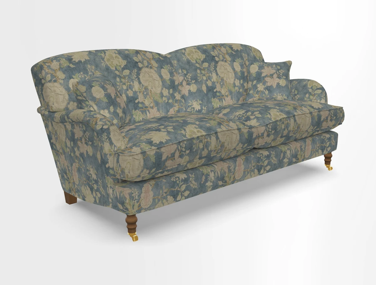 Kentwell 3 Seater 2 Hump Sofa in RHS Botanicals Henry Moon Lions Tail Teal