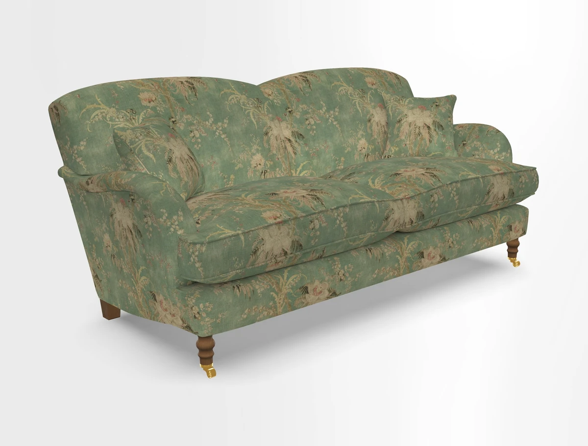 Kentwell 3 Seater 2 Hump Sofa in RHS Botanicals Henry Moon Lions Tail Teal