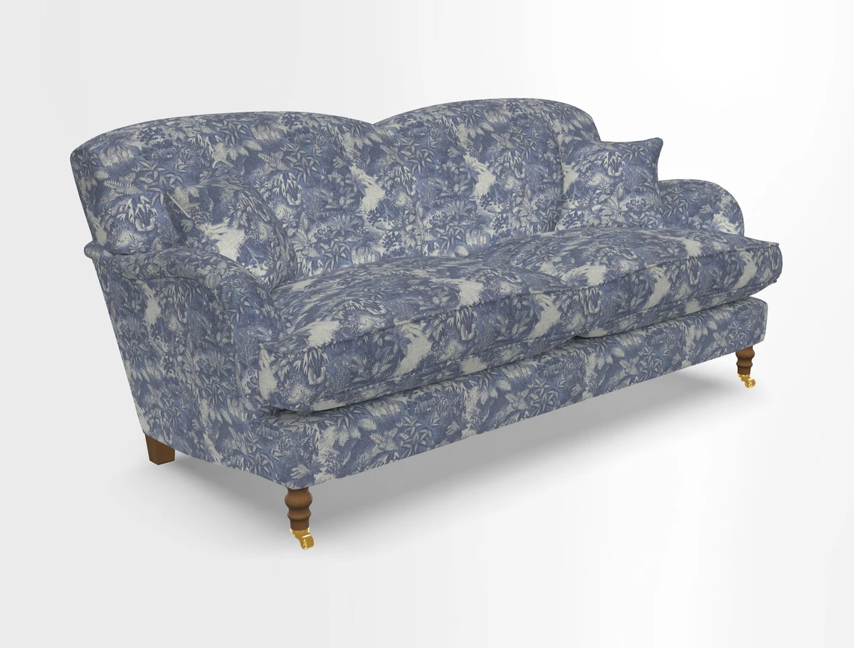 Kentwell 3 Seater 2 Hump Sofa in RHS Botanicals Henry Moon Lions Tail Teal