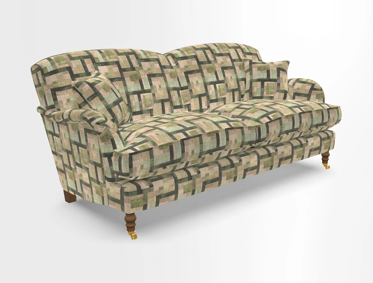 Kentwell 3 Seater 2 Hump Sofa in RHS Botanicals Henry Moon Lions Tail Teal