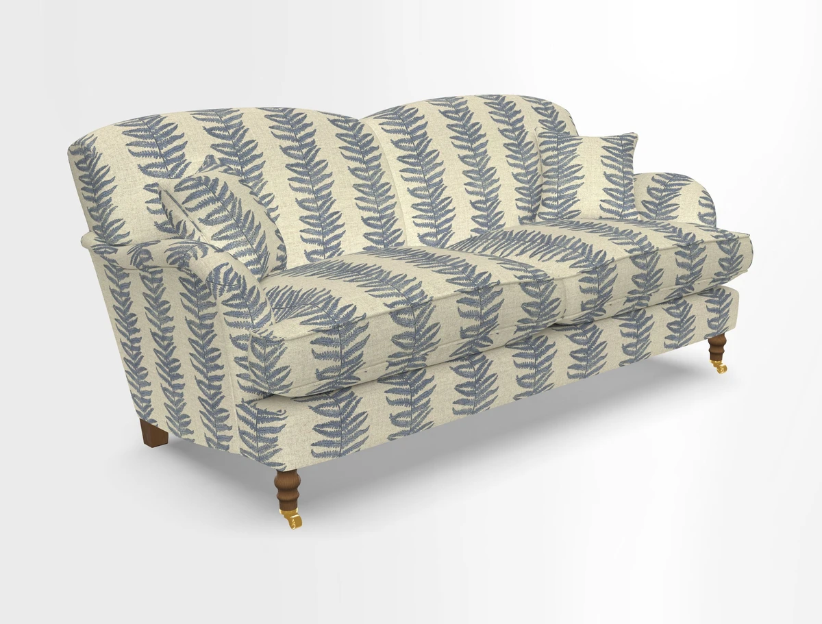 Kentwell 3 Seater 2 Hump Sofa in RHS Botanicals Henry Moon Lions Tail Teal