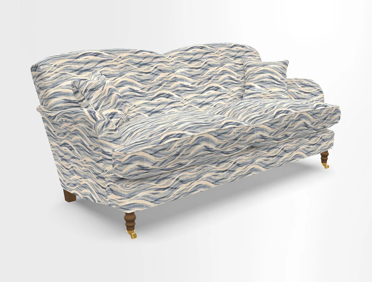 Kentwell 3 Seater 2 Hump Sofa in RHS Botanicals Henry Moon Lions Tail Teal