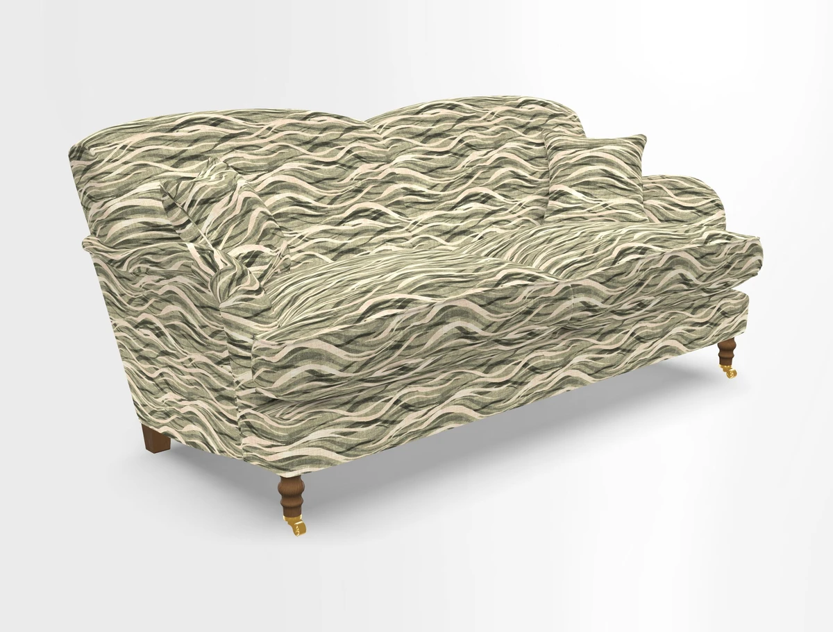 Kentwell 3 Seater 2 Hump Sofa in RHS Botanicals Henry Moon Lions Tail Teal