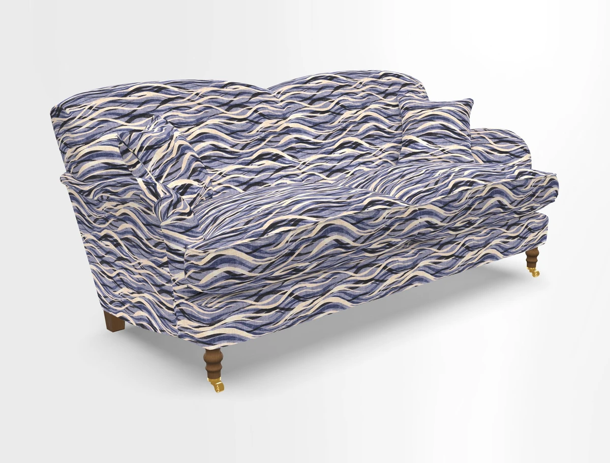 Kentwell 3 Seater 2 Hump Sofa in RHS Botanicals Henry Moon Lions Tail Teal