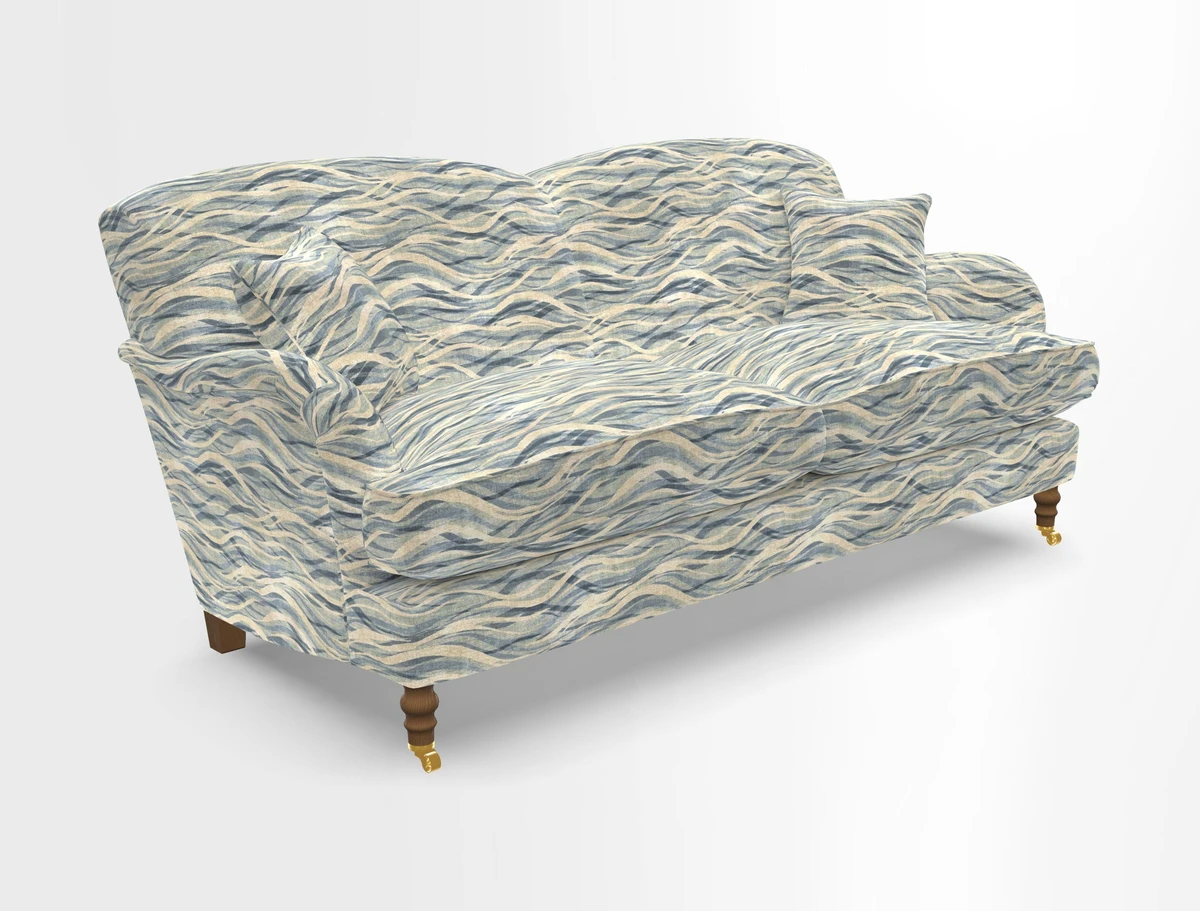 Kentwell 3 Seater 2 Hump Sofa in RHS Botanicals Henry Moon Lions Tail Teal