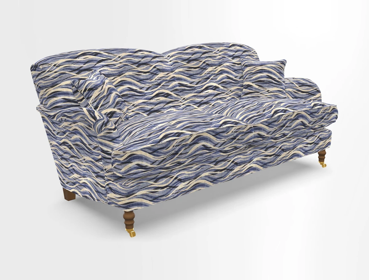 Kentwell 3 Seater 2 Hump Sofa in RHS Botanicals Henry Moon Lions Tail Teal
