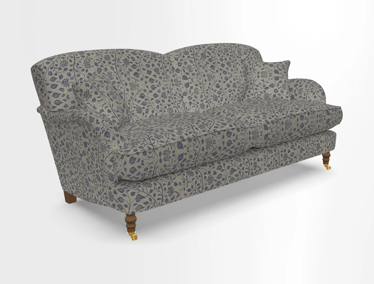 Kentwell 3 Seater 2 Hump Sofa in RHS Botanicals Henry Moon Lions Tail Teal