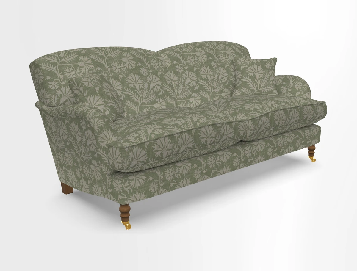 Kentwell 3 Seater 2 Hump Sofa in RHS Botanicals Henry Moon Lions Tail Teal
