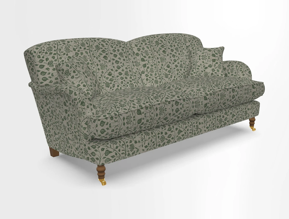Kentwell 3 Seater 2 Hump Sofa in RHS Botanicals Henry Moon Lions Tail Teal