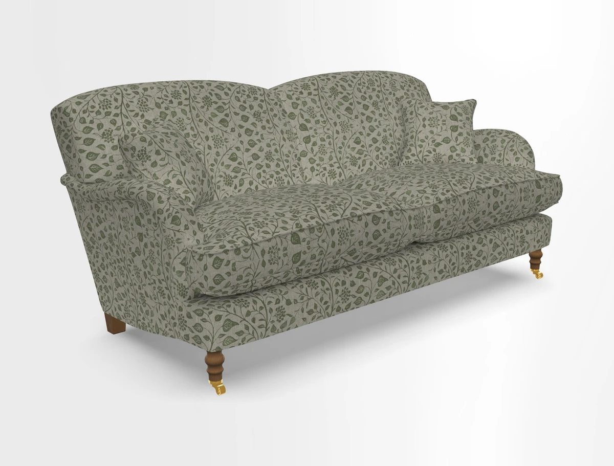 Kentwell 3 Seater 2 Hump Sofa in RHS Botanicals Henry Moon Lions Tail Teal