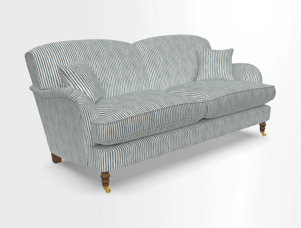 Kentwell 3 Seater 2 Hump Sofa in RHS Botanicals Henry Moon Lions Tail Teal