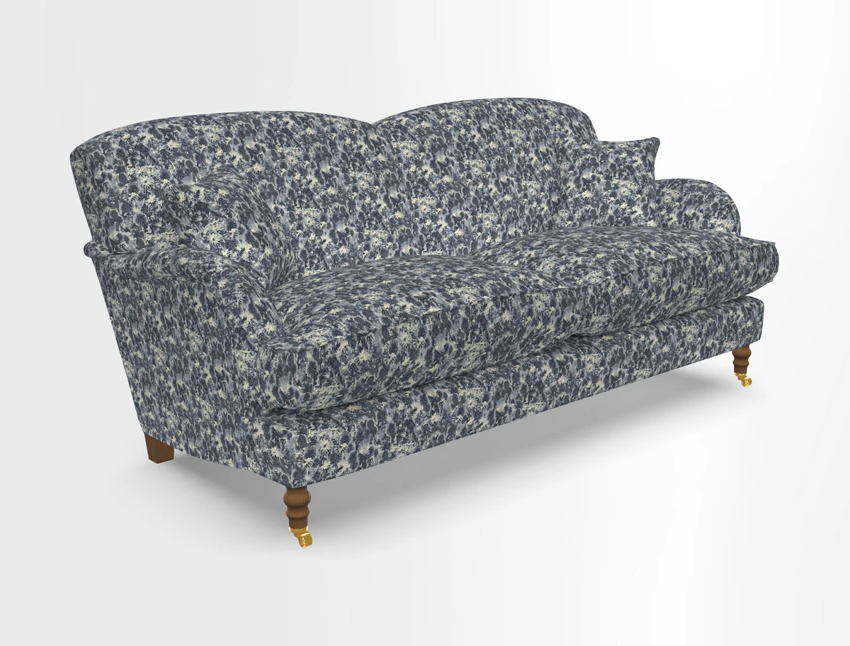 Kentwell 3 Seater 2 Hump Sofa in RHS Botanicals Henry Moon Lions Tail Teal