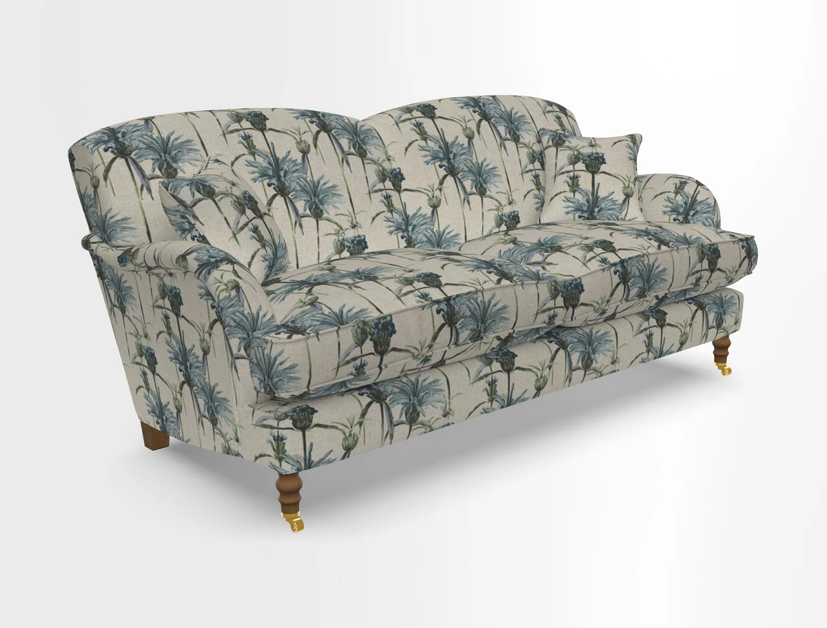 Kentwell 3 Seater 2 Hump Sofa in RHS Botanicals Henry Moon Lions Tail Teal