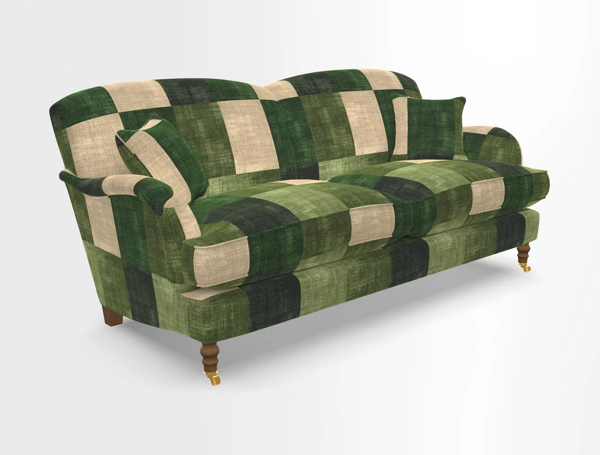 Kentwell 3 Seater 2 Hump Sofa in RHS Botanicals Henry Moon Lions Tail Teal