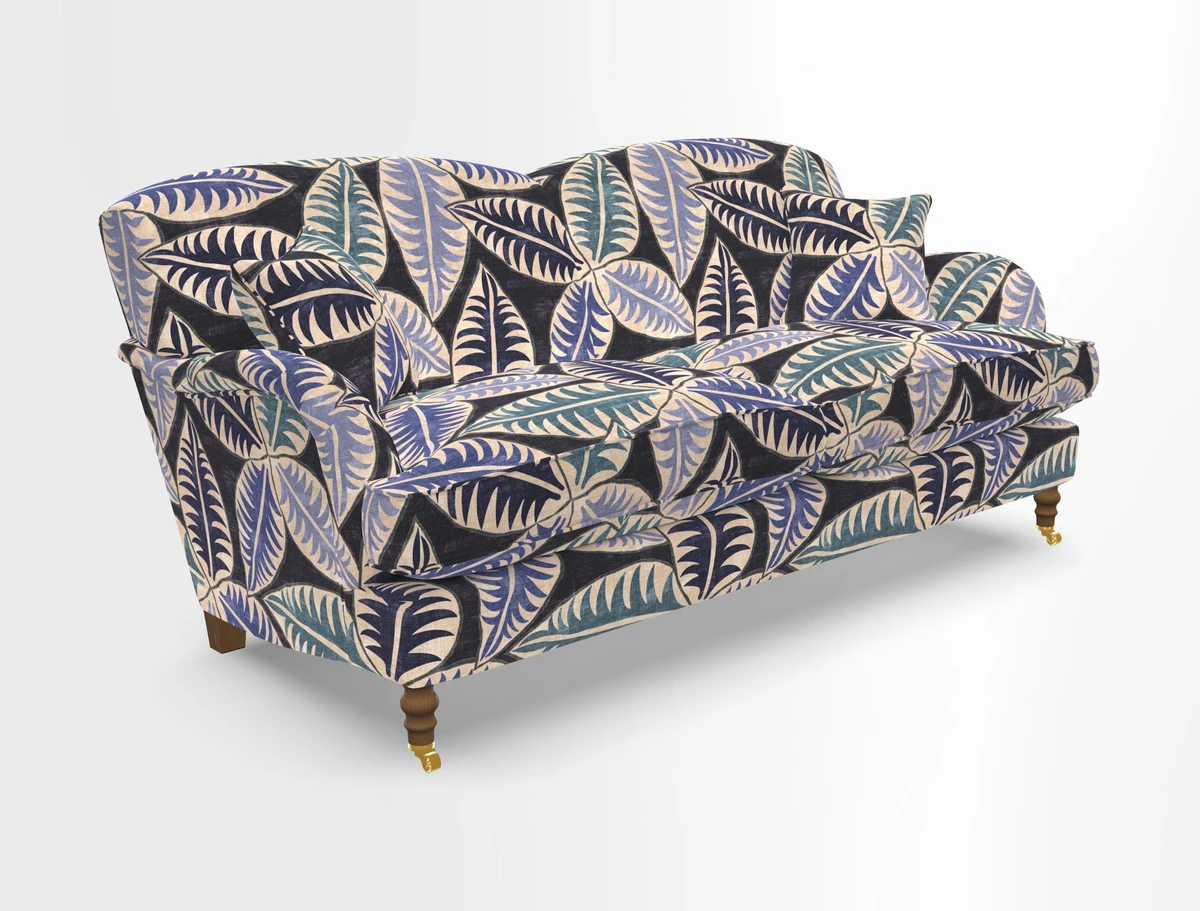 Kentwell 3 Seater 2 Hump Sofa in RHS Botanicals Henry Moon Lions Tail Teal
