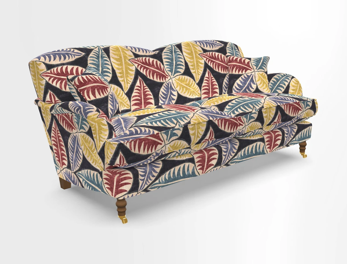 Kentwell 3 Seater 2 Hump Sofa in RHS Botanicals Henry Moon Lions Tail Teal
