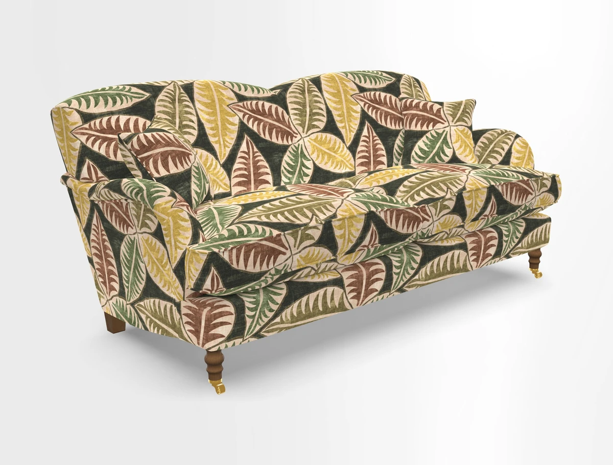Kentwell 3 Seater 2 Hump Sofa in RHS Botanicals Henry Moon Lions Tail Teal