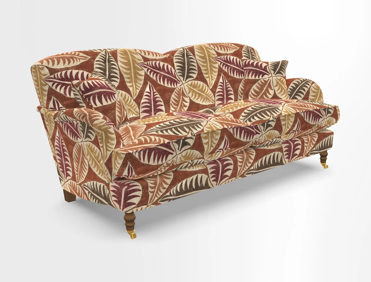Kentwell 3 Seater 2 Hump Sofa in RHS Botanicals Henry Moon Lions Tail Teal