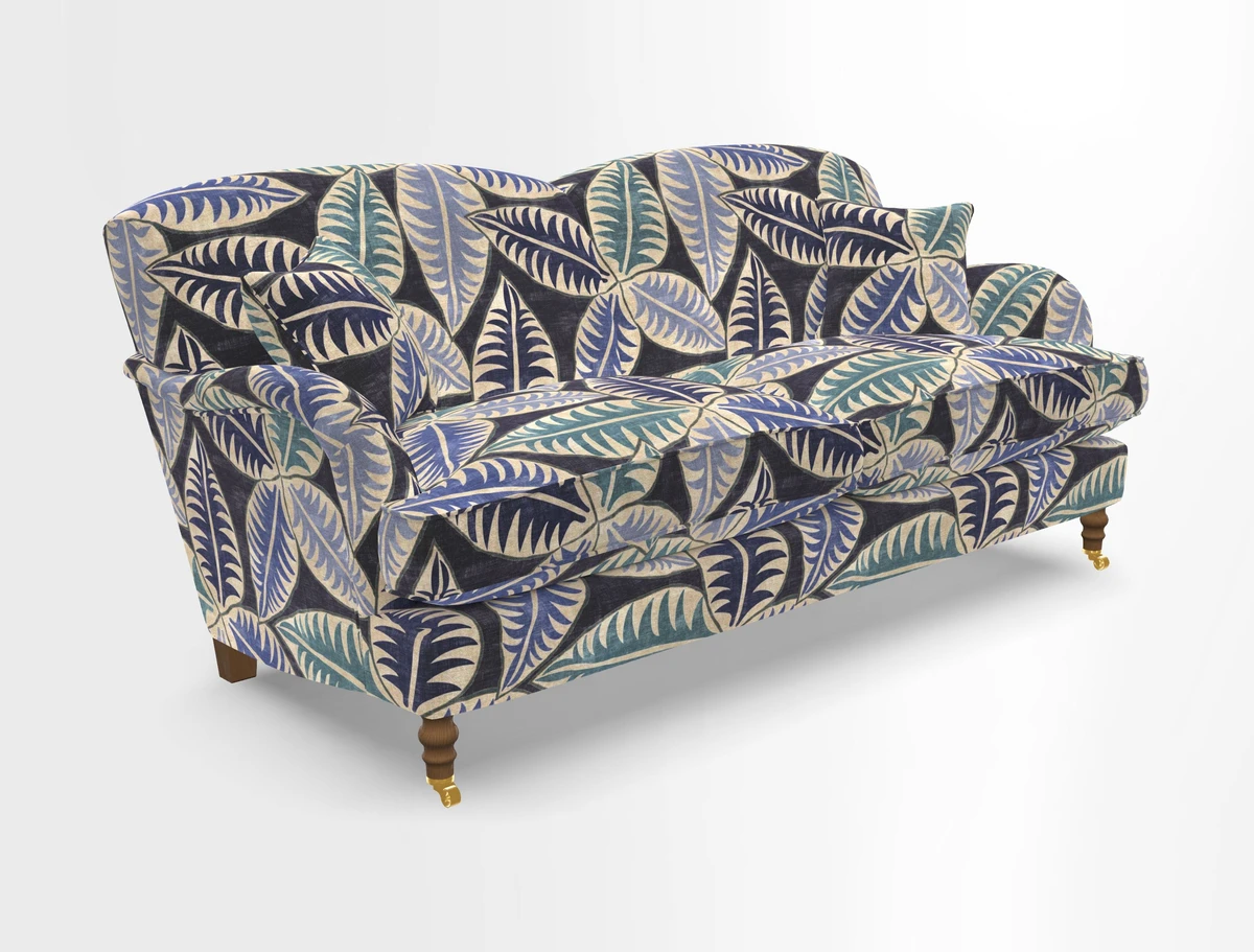 Kentwell 3 Seater 2 Hump Sofa in RHS Botanicals Henry Moon Lions Tail Teal