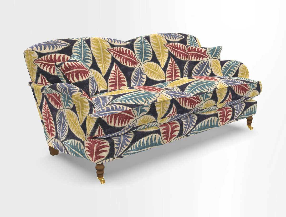 Kentwell 3 Seater 2 Hump Sofa in RHS Botanicals Henry Moon Lions Tail Teal