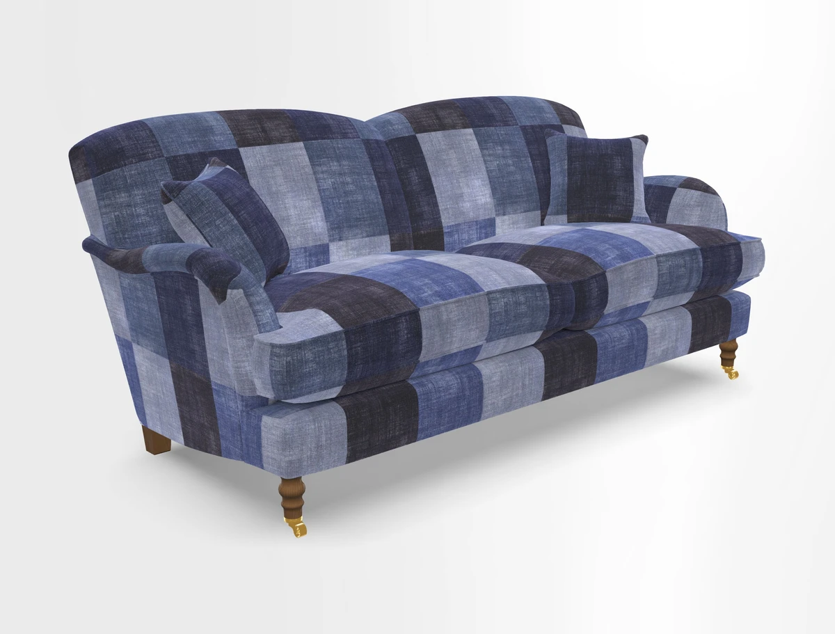 Kentwell 3 Seater 2 Hump Sofa in RHS Botanicals Henry Moon Lions Tail Teal