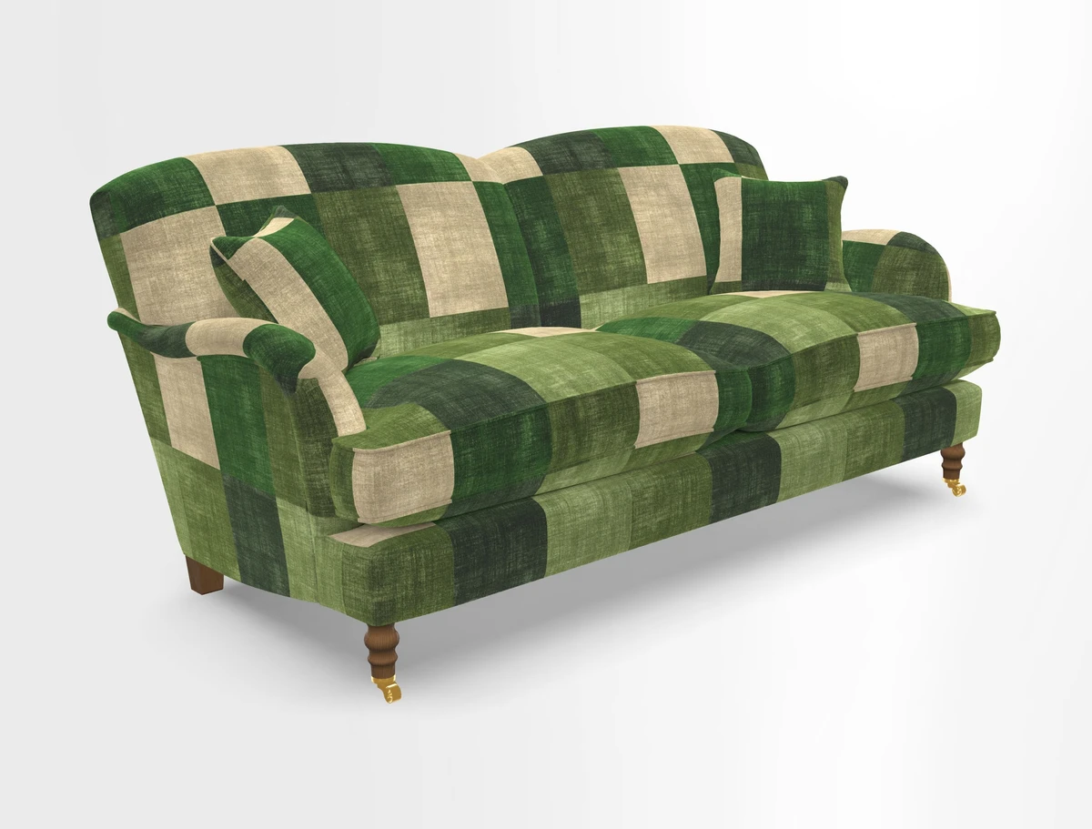 Kentwell 3 Seater 2 Hump Sofa in RHS Botanicals Henry Moon Lions Tail Teal