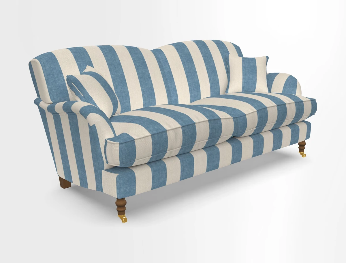 Kentwell 3 Seater 2 Hump Sofa in RHS Botanicals Henry Moon Lions Tail Teal