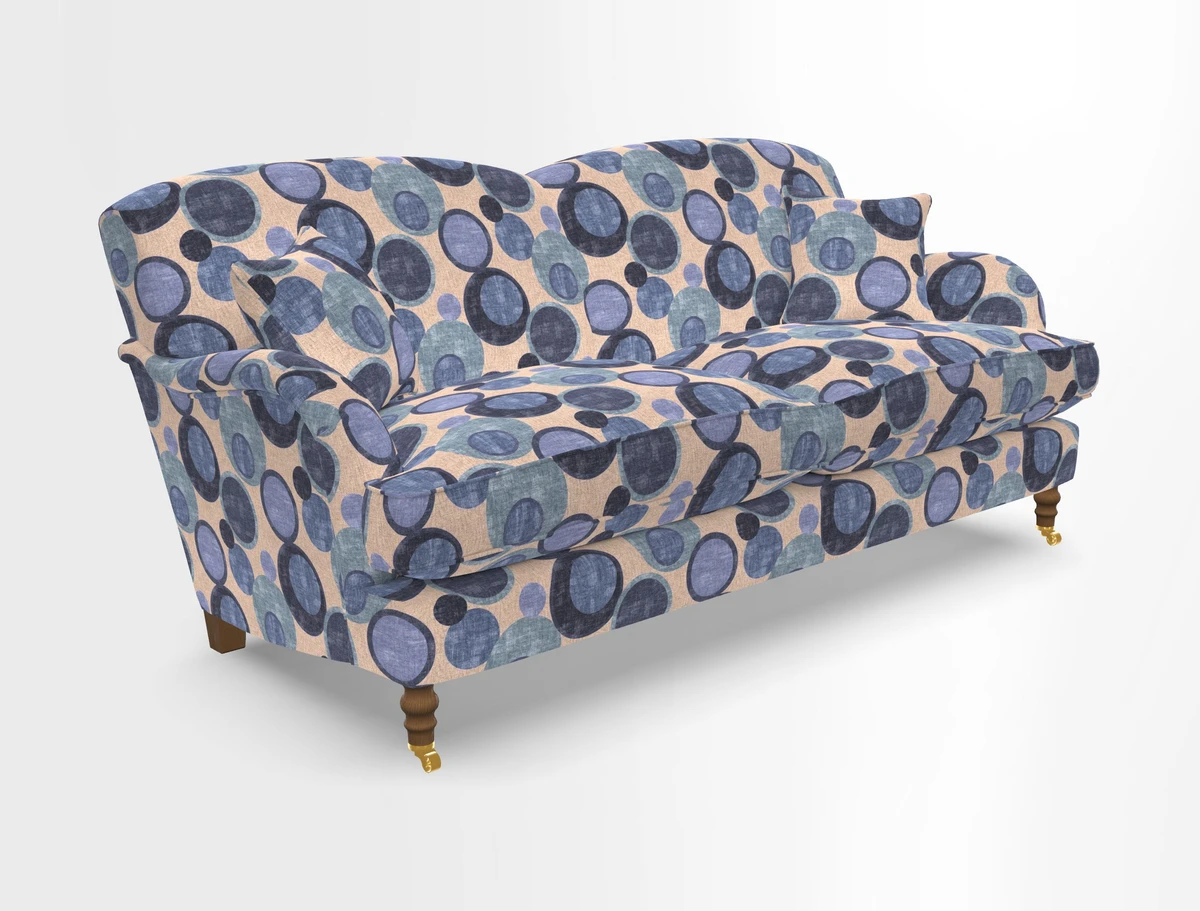 Kentwell 3 Seater 2 Hump Sofa in RHS Botanicals Henry Moon Lions Tail Teal