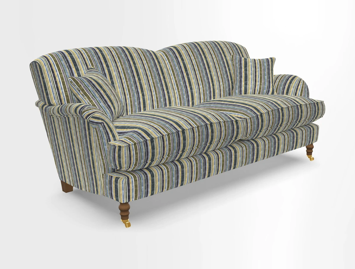 Kentwell 3 Seater 2 Hump Sofa in RHS Botanicals Henry Moon Lions Tail Teal