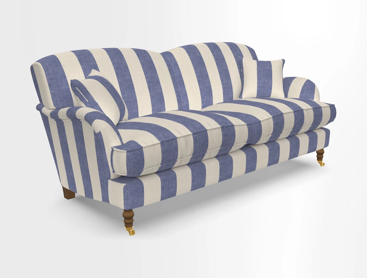 Kentwell 3 Seater 2 Hump Sofa in RHS Botanicals Henry Moon Lions Tail Teal